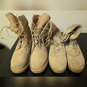 Beige Combat Army Boots, Two Pair Size 10